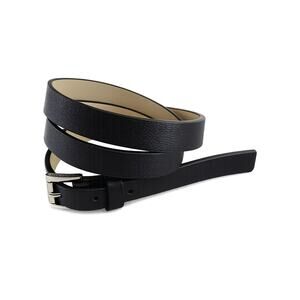 Steve Madden Black Faux Leather women's Thin Belt silver Buckle size L